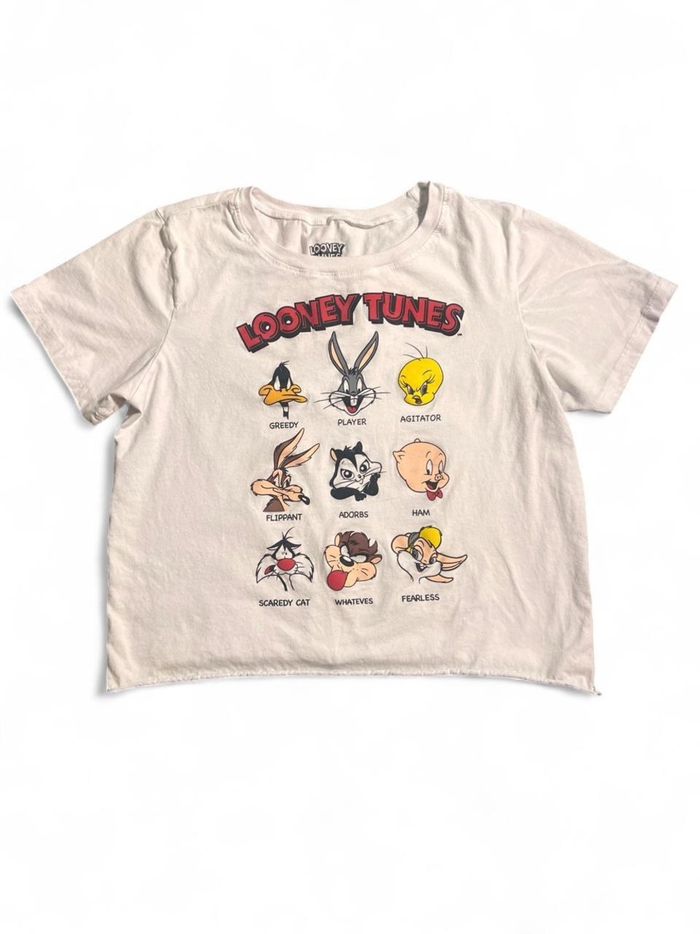 Looney Tunes Graphic Cropped Tee White Vintage Y2K